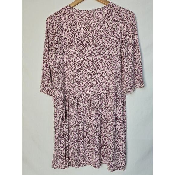 Pablo Women's Short Sleeve Pleated Blouse Top Size 38 Floral Button Front Pink - Picture 6 of 6